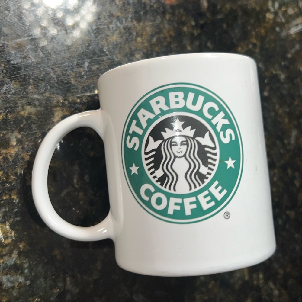 2008 Starbucks Ceramic Coffee Mug Double Sided Green Mermaid Logo